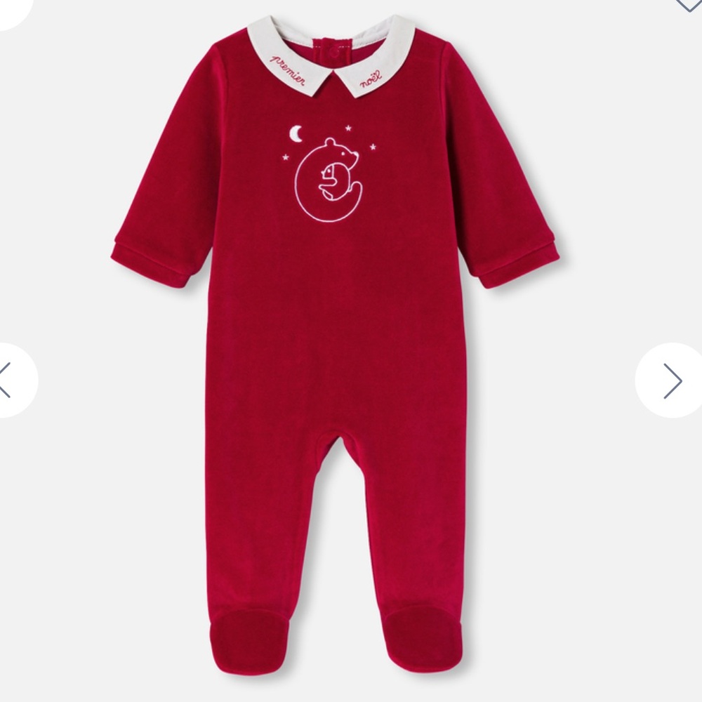 Jacardi first Christmas velvet onesie